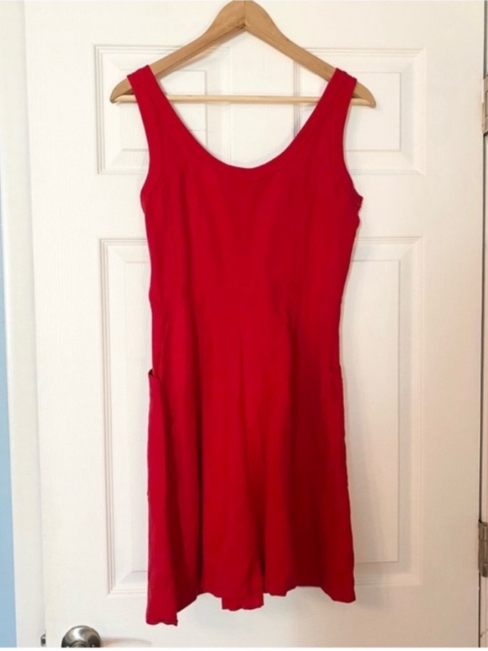 LOFT Red Button-Front Tank Mini Dress - Picture 4 of 5
